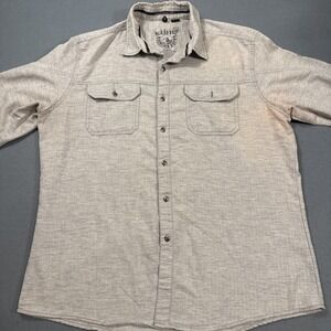 FLANNEL SHIRT KUHL Men XL Grey Long Sleeve FLAP POCKETS METAL BUTTONS FLAW